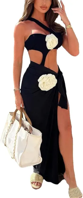 Women's One Shoulder Tropical Monokini - Floral Design