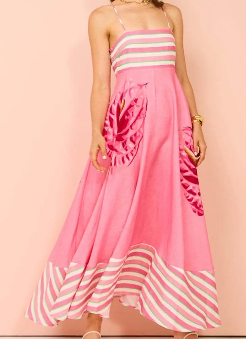 Women's Summer Sleeveless Floral Print Maxi Dress Square Neck Y2k Spaghetti Strap Dress Beach Sun Vacation Sundress