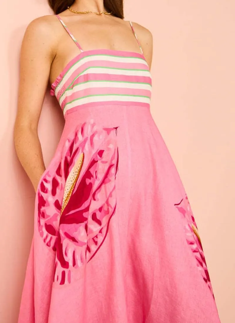Women's Summer Sleeveless Floral Print Maxi Dress Square Neck Y2k Spaghetti Strap Dress Beach Sun Vacation Sundress
